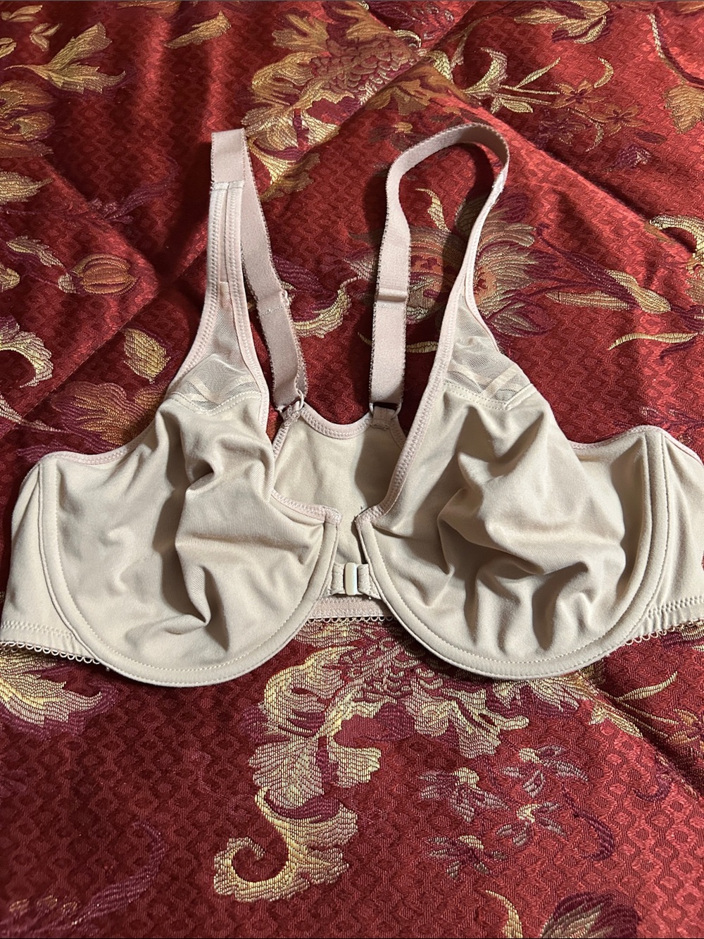 Delimira 38C - Full Coverage, Front Closure, Racerback, Beige Underwire Bra